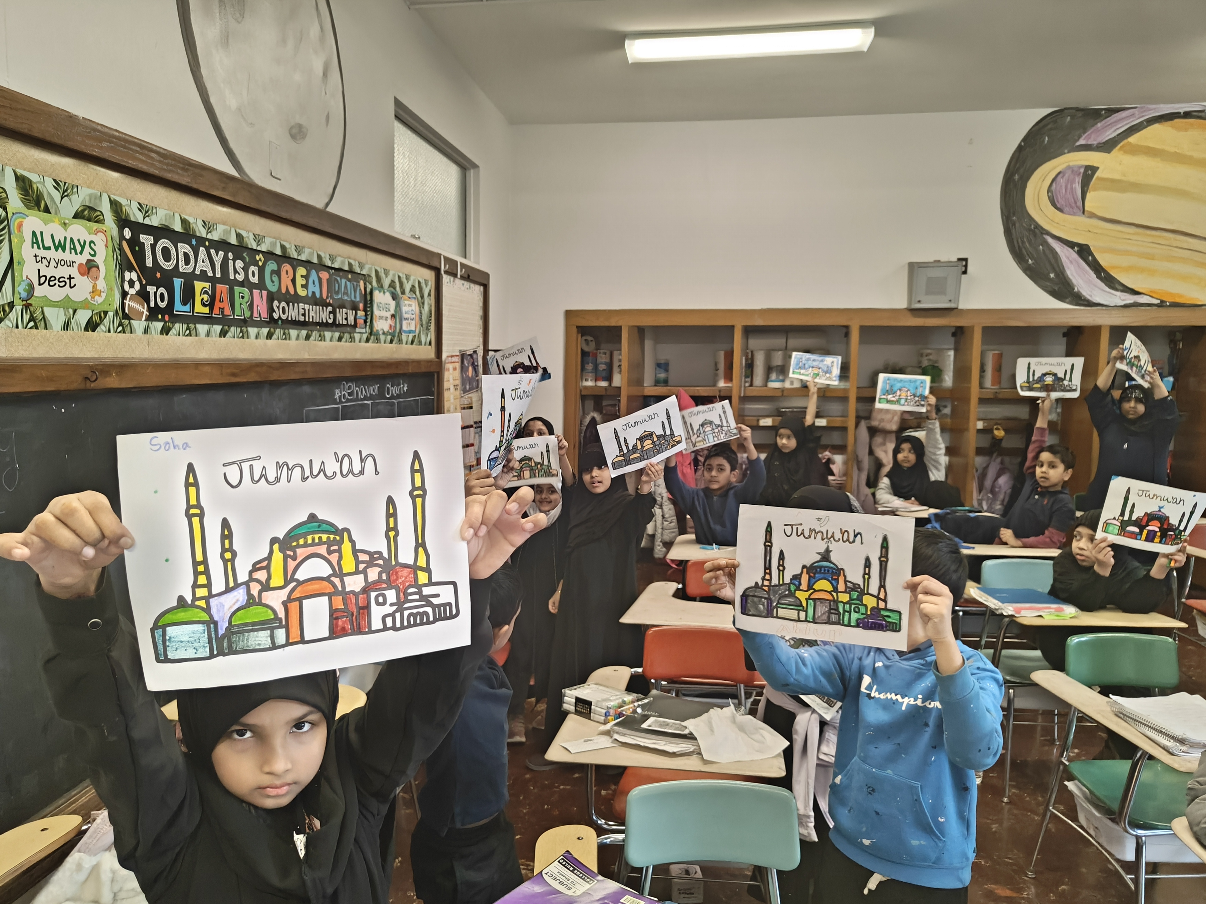 Students gathered for Jumuah